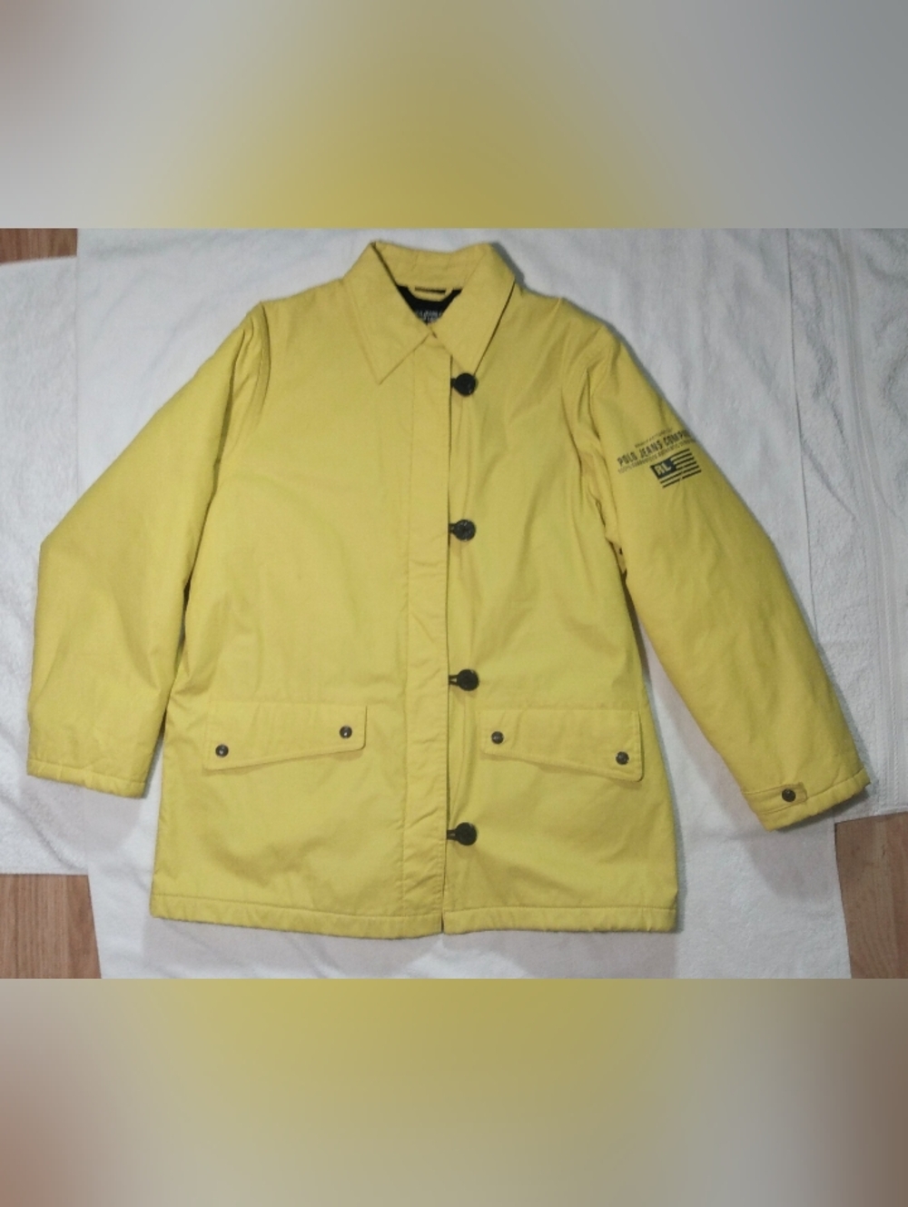 POLO Ralph Lauren Jeans Co. Naval Waterproof Fleece Lined Yellow Toggle Jacket